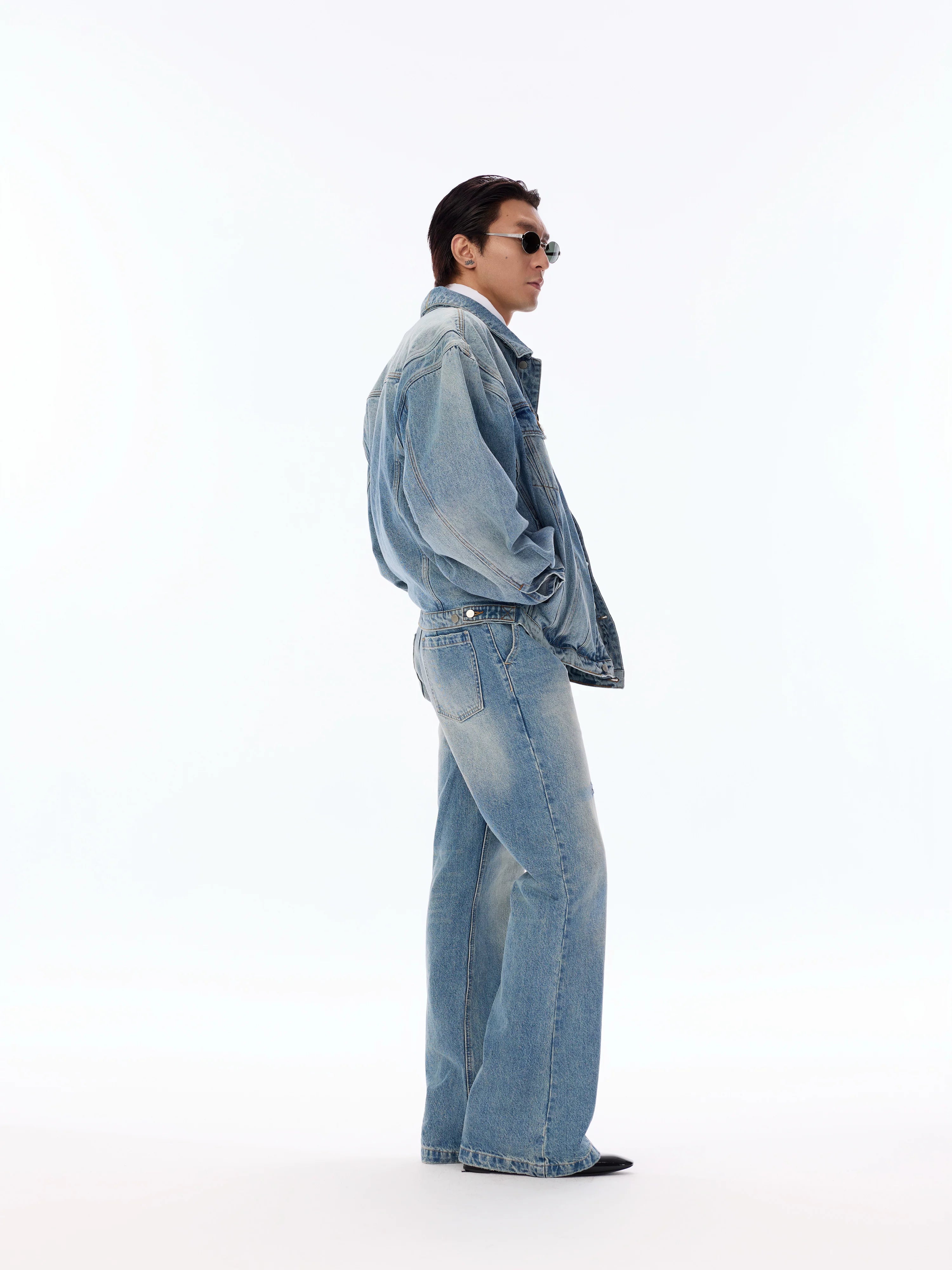 Structured Heavy Wash Denim Jacket