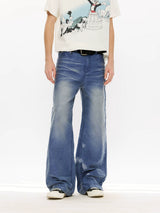 Men's Washed Fleece Relaxed Straight Jeans
