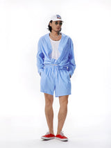 Men's Loose Striped Blue Drawstring Shorts