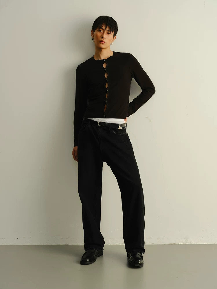 Dark Sexy Cutout Long-Sleeve Slim Tee
