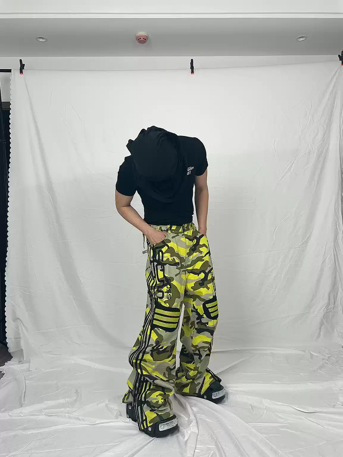 Yellow Camo Suede Knee Racing Pants