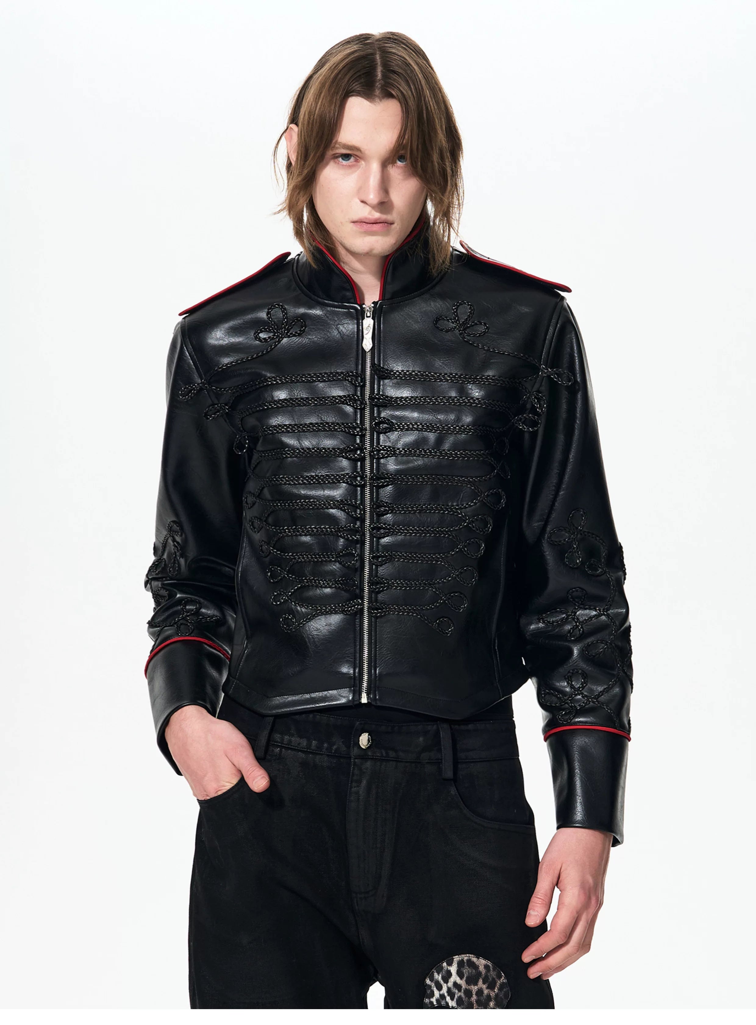 Men's Winter Stand Collar PU Jacket