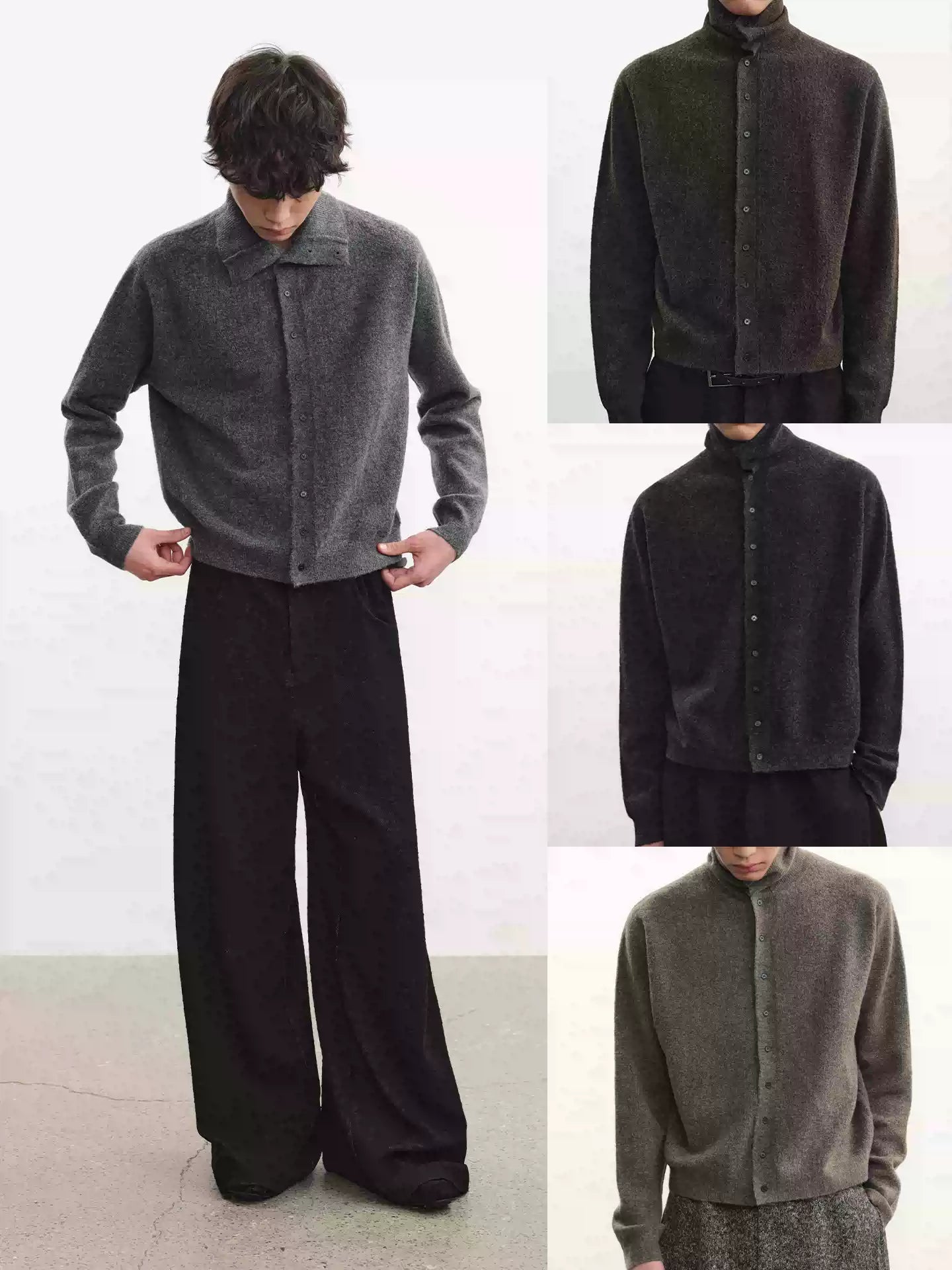 Marled Turtleneck Cardigan Sweater