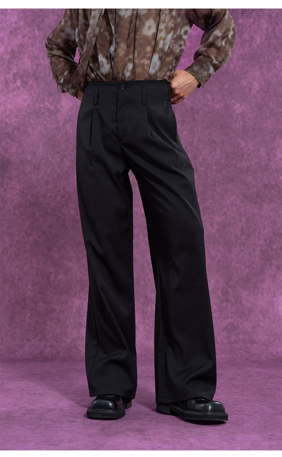 Black High Waist Men's Casual Pants