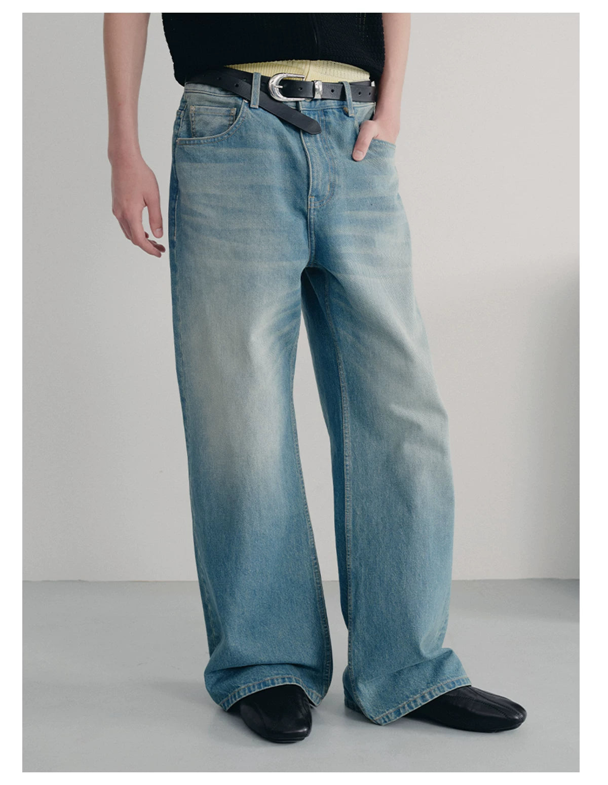 13.5oz Vintage Washed Straight Denim Jeans