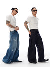 Vintage Washed Distressed Curved Banana Jeans