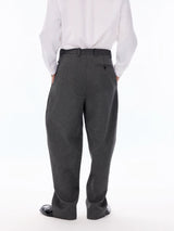 Grey Pinstripe Wool Blend Trousers