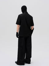 Asymmetric Slant Collar Short Sleeve Shirt