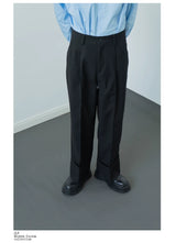 Men's Black Loose Straight Cuffed Pants
