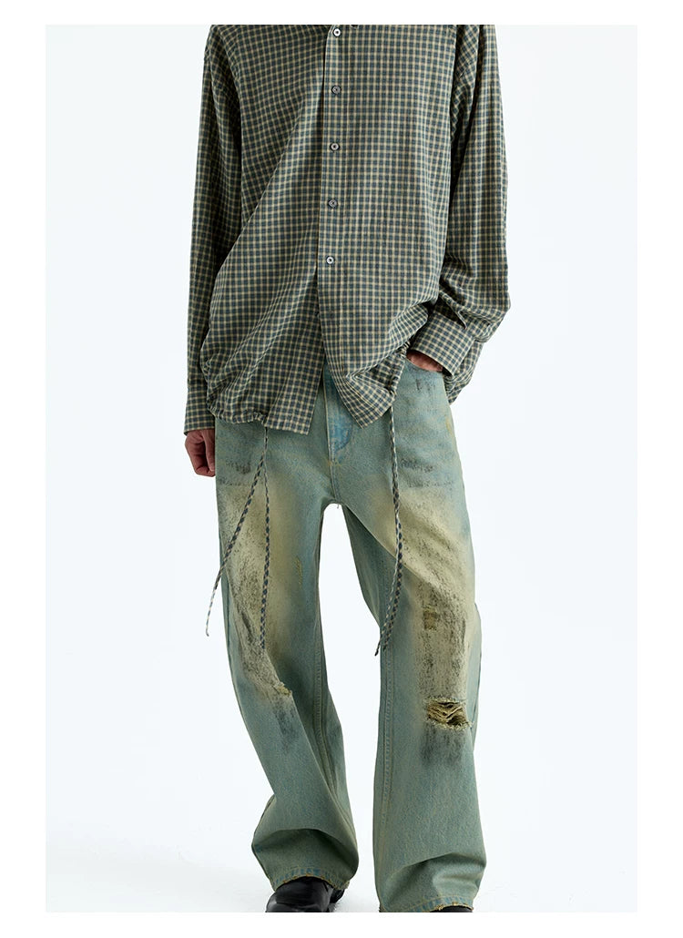 Plaid Jacquard Button-Down Cotton Shirt