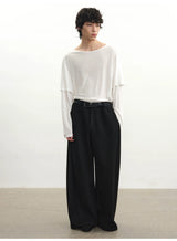Loose Pleated Wool Pants