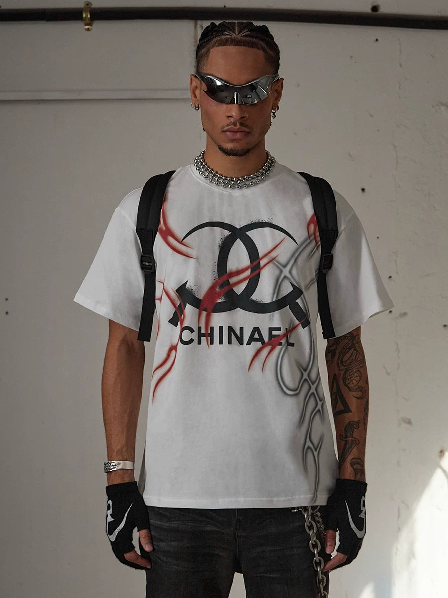 Vintage Parody Print Cropped Crew Tee