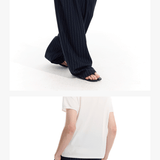 Striped Drawstring Elastic Casual Pants