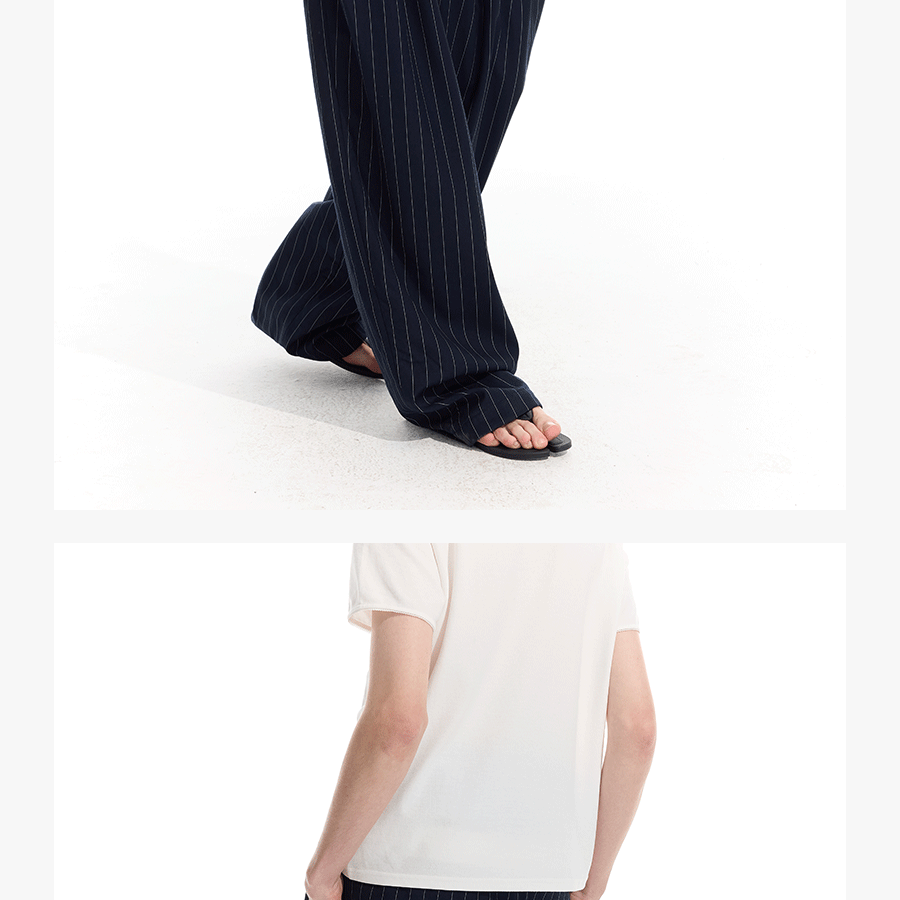 Striped Drawstring Elastic Casual Pants