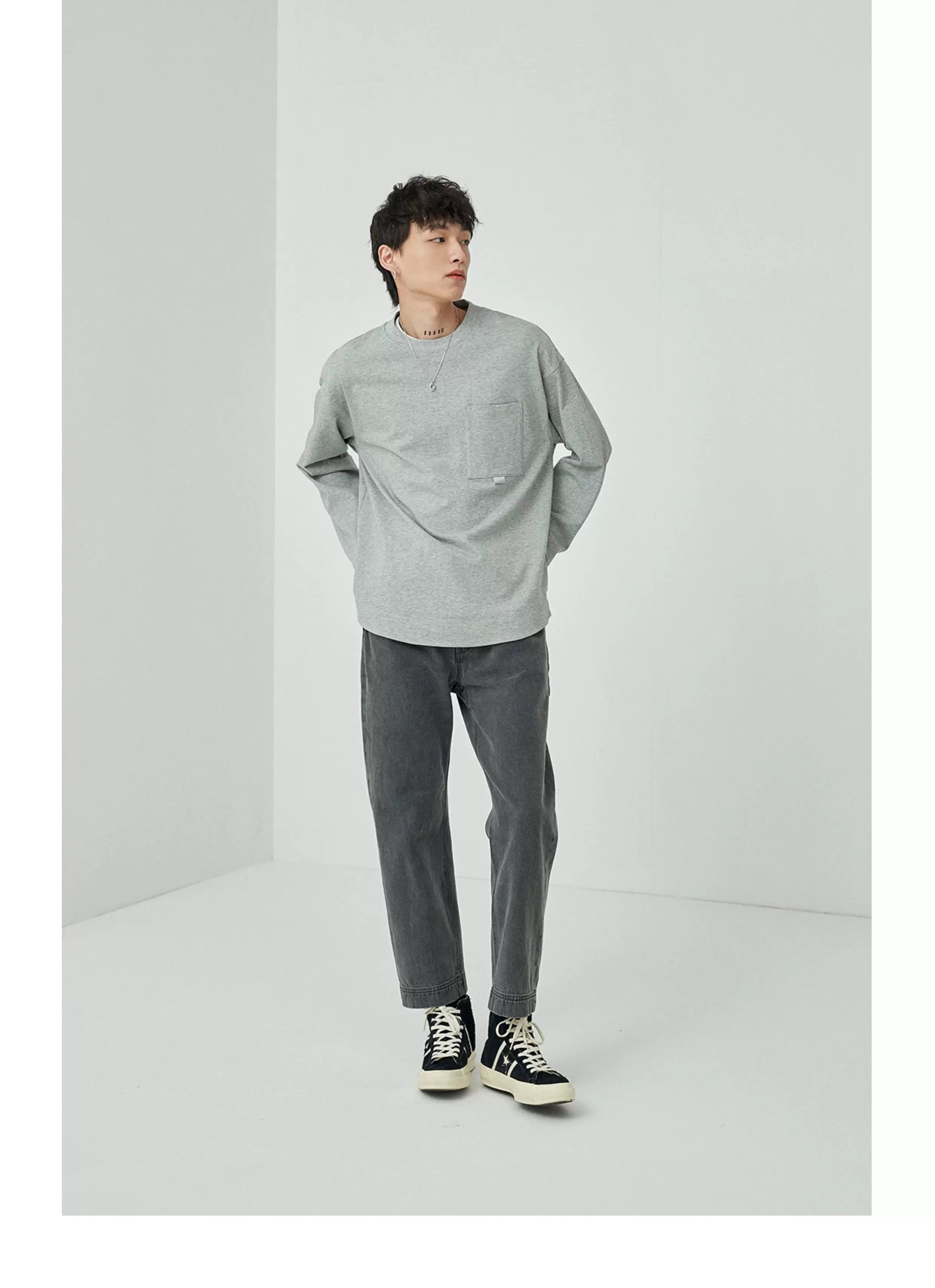 Ribbon Pocket Long Sleeve Tee
