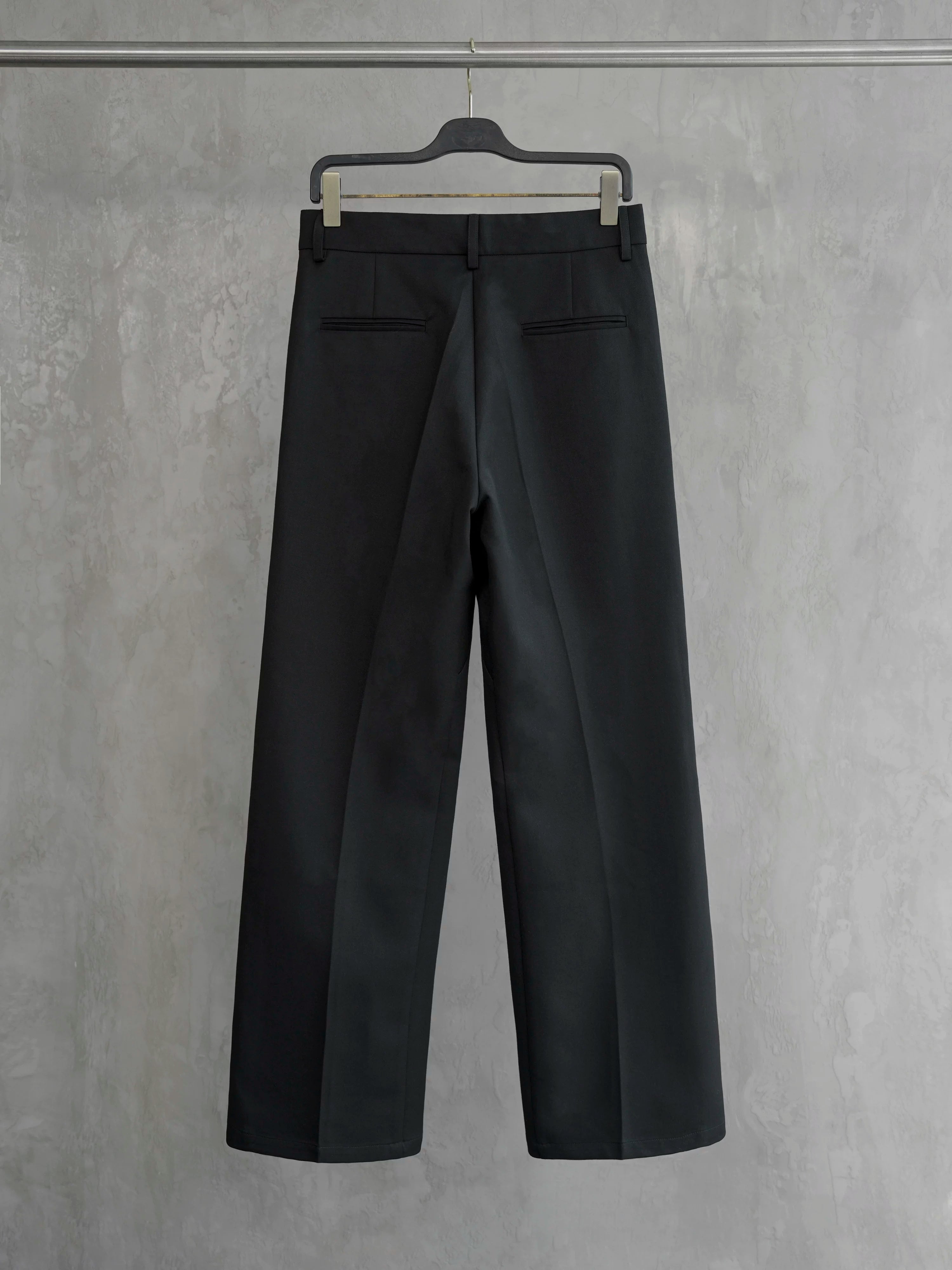 Wrinkle-Resistant Wool Straight Leg Slit Pants