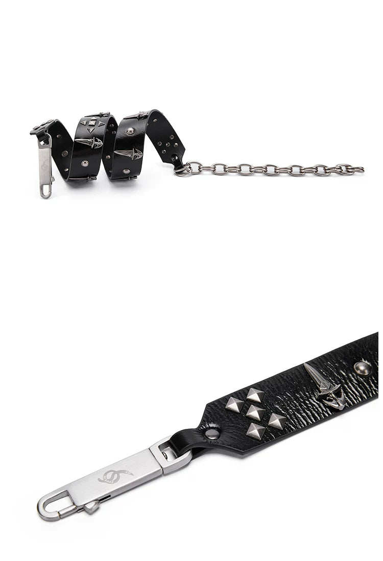 Medieval Genuine Leather Chain Rivet Belt