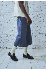 Washed Indigo Cargo Cropped Pants