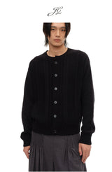 100% Cotton Crew Neck Cable Cardigan