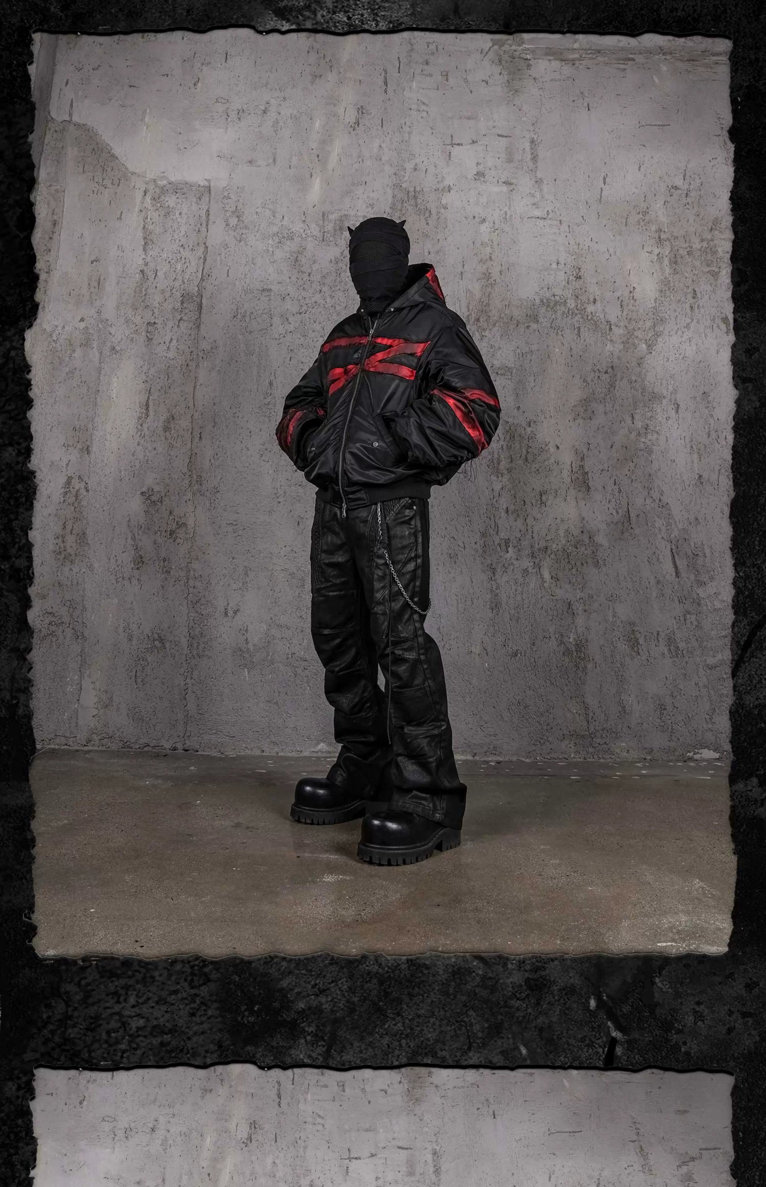 Burnt Red Distressed Bandage MA1 Jacket