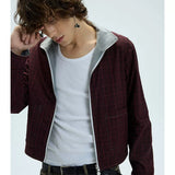 Reversible Plaid Embroidered Zip-front Fleece Jacket