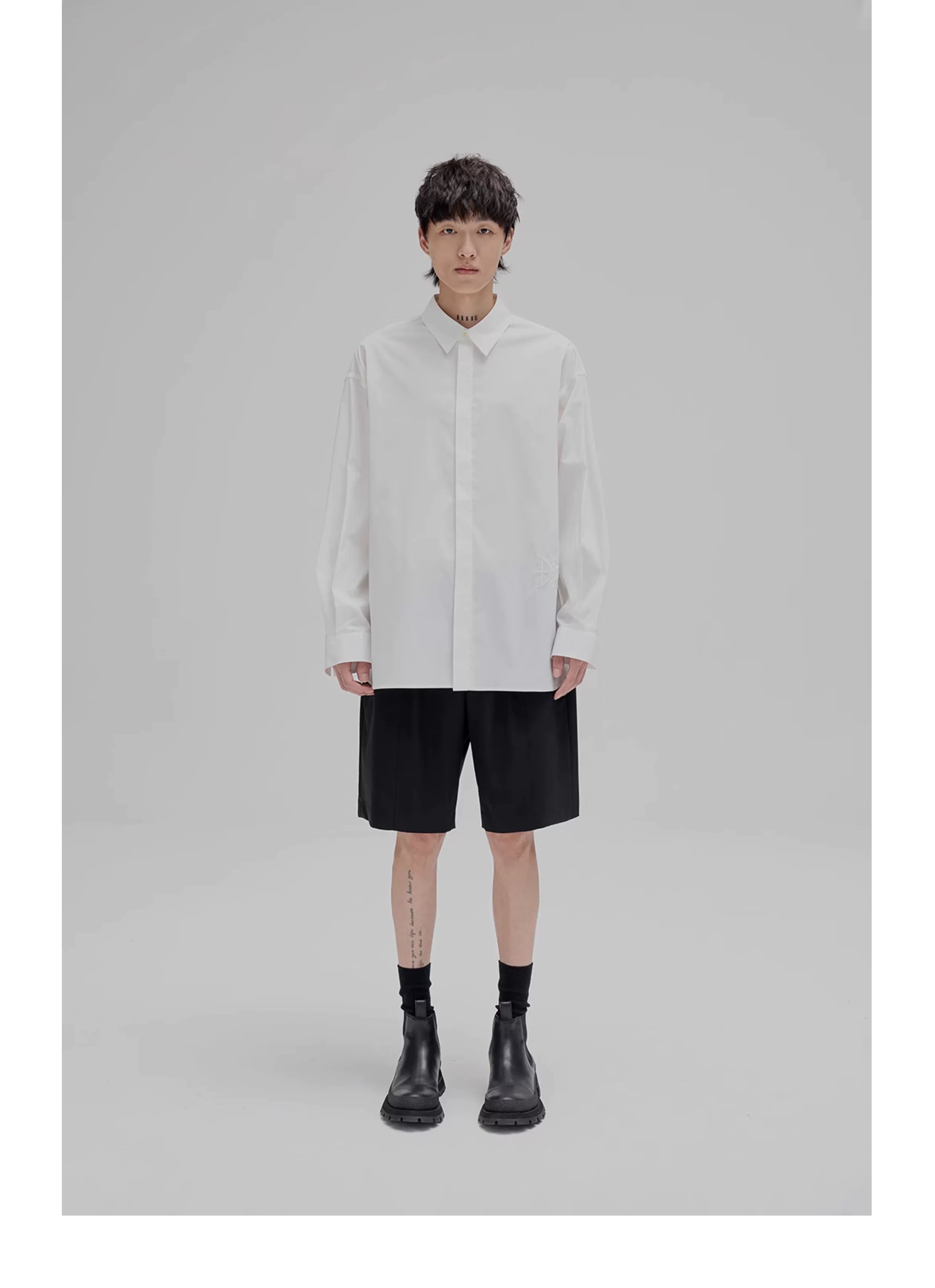 Basic Embroidered Pima Cotton Blend Shirt