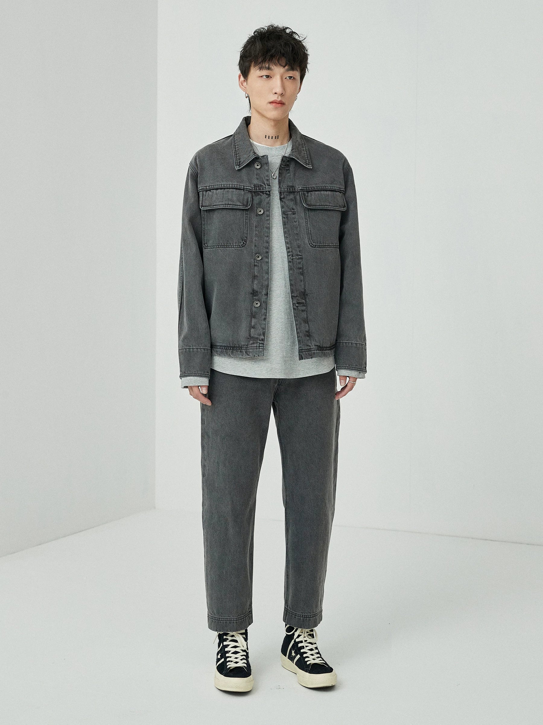 Vintage Washed Straight Ankle Jeans
