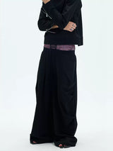 Two-tone Asymmetrical Pleated Baggy Sweatpants