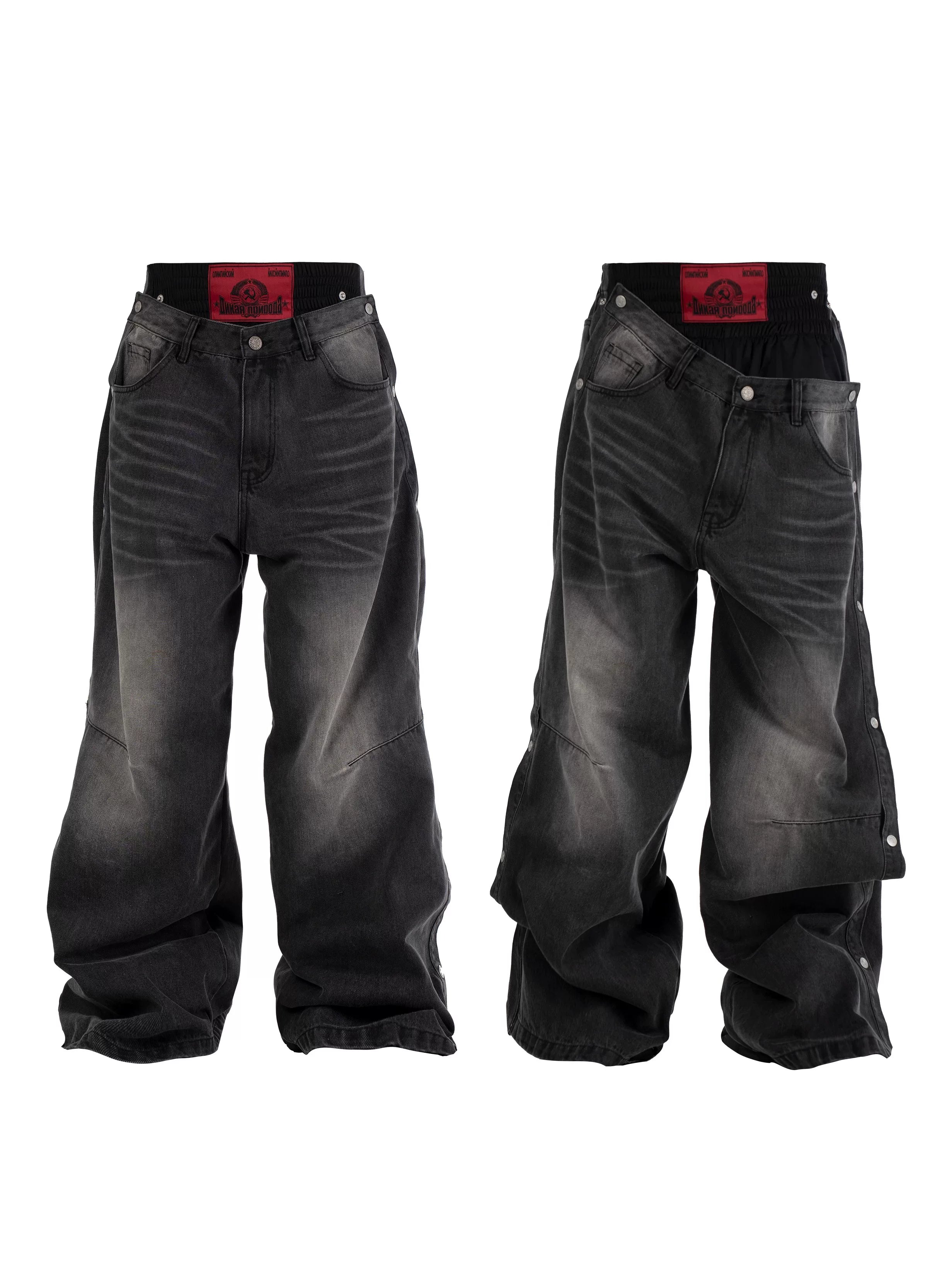 Relaxed Washed Charcoal Denim Jeans