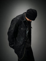 Dark Waxed Oversized Denim Shirt Jacket