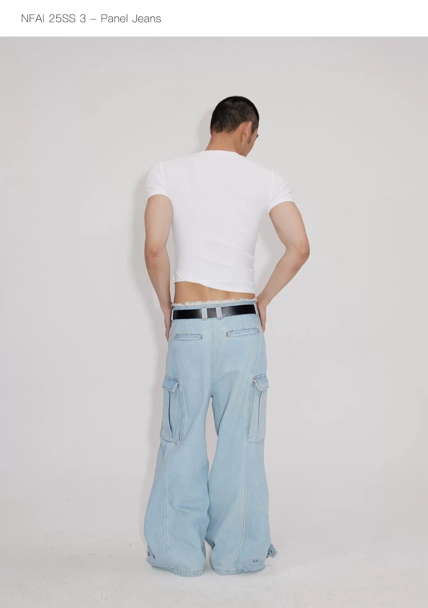 Three-Piece Raw Hem Curved Jeans
