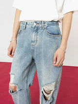 Men's Distressed Baggy Straight Jeans
