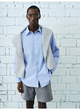 Casual Blue White Pinstriped Sun Shirt