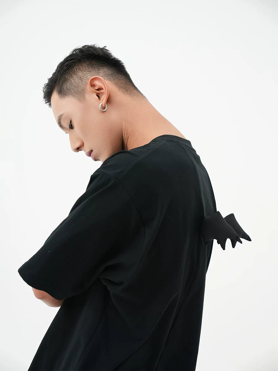 Black Sequin Devil Wing Tee
