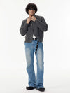 Gray Short Knit Cardigan Unisex