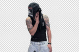 Washed Destroyed Black Tape Patched Jeans