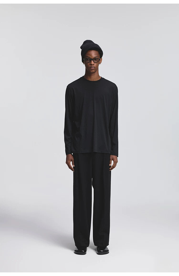 Pleated Elastic Waist Brushed Twill Slacks