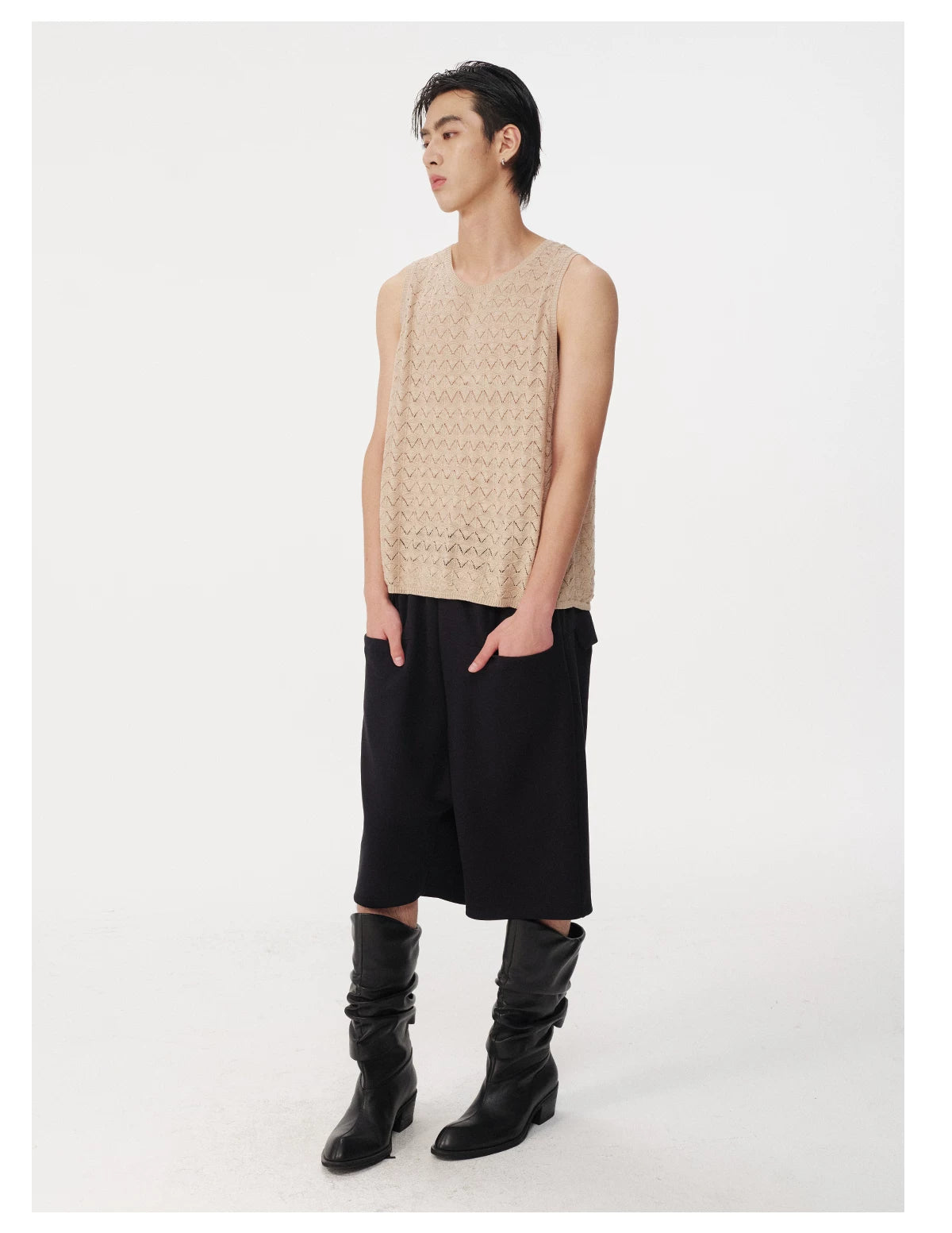 Pocketed Low-Rise Tencel Shorts