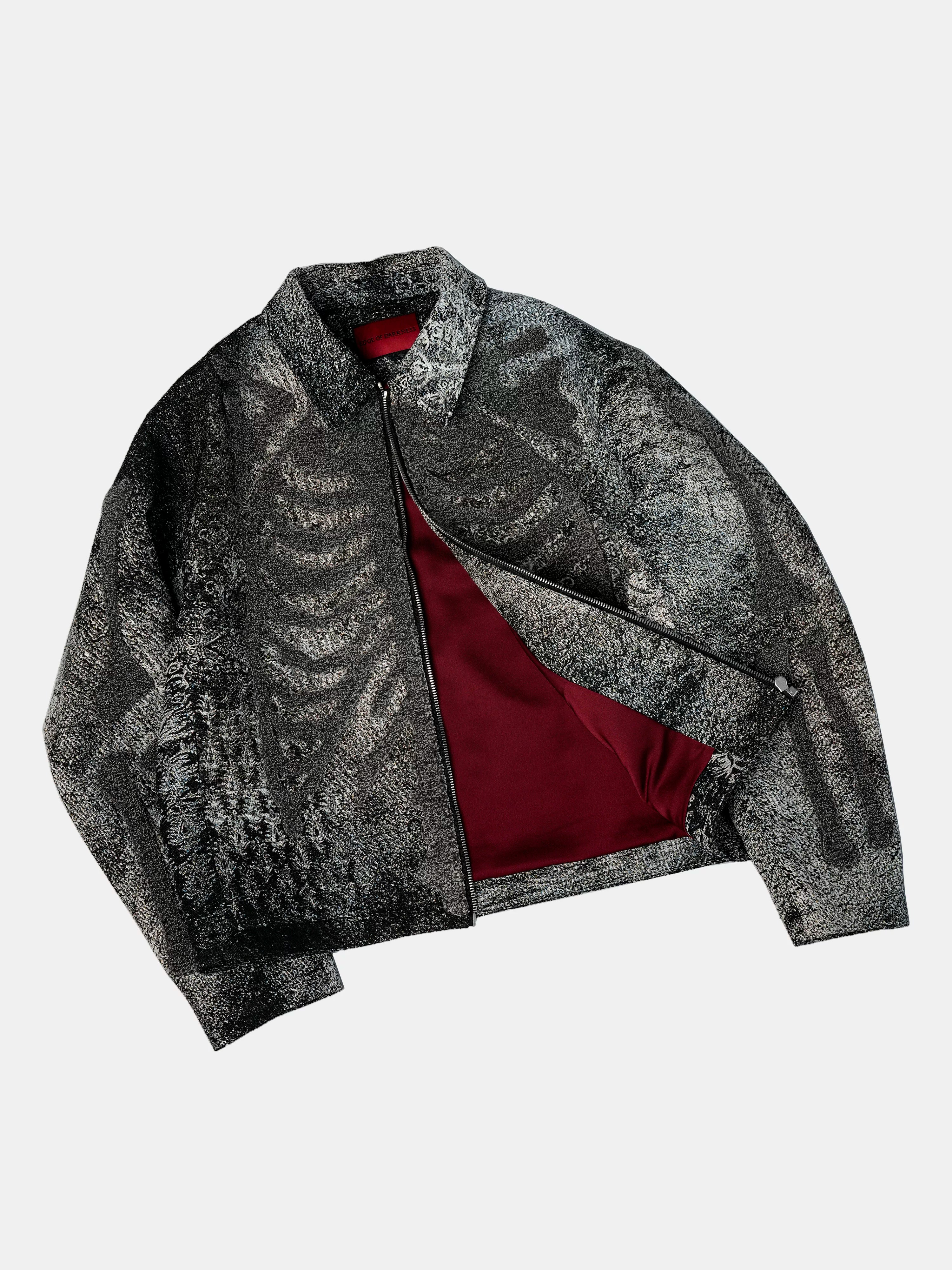 Dark Skeleton Embroidery Boxy Coat