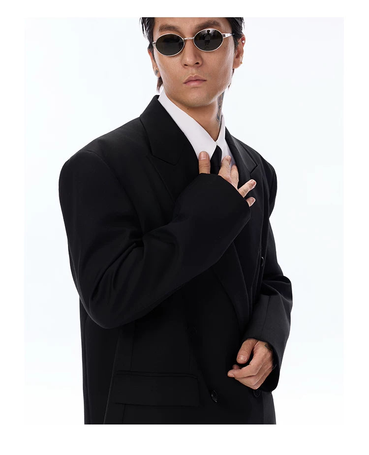 Classic Vintage Oversized Double-breasted Wool Blazer