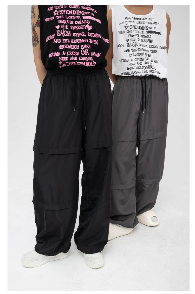 Unisex Patchwork Athletic Drawstring Waist Pants