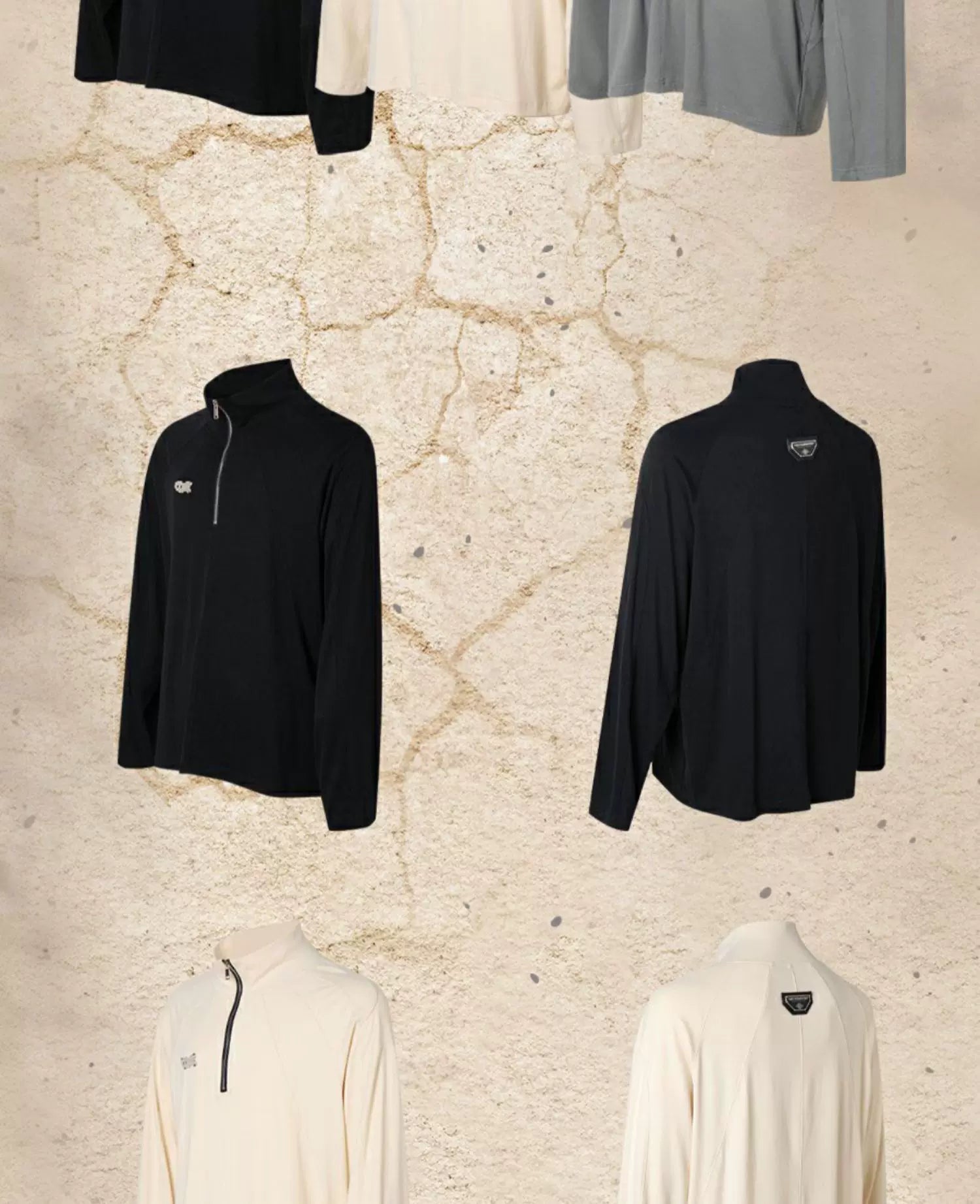Men's Three-color Turtleneck Zip Long-sleeve Tees