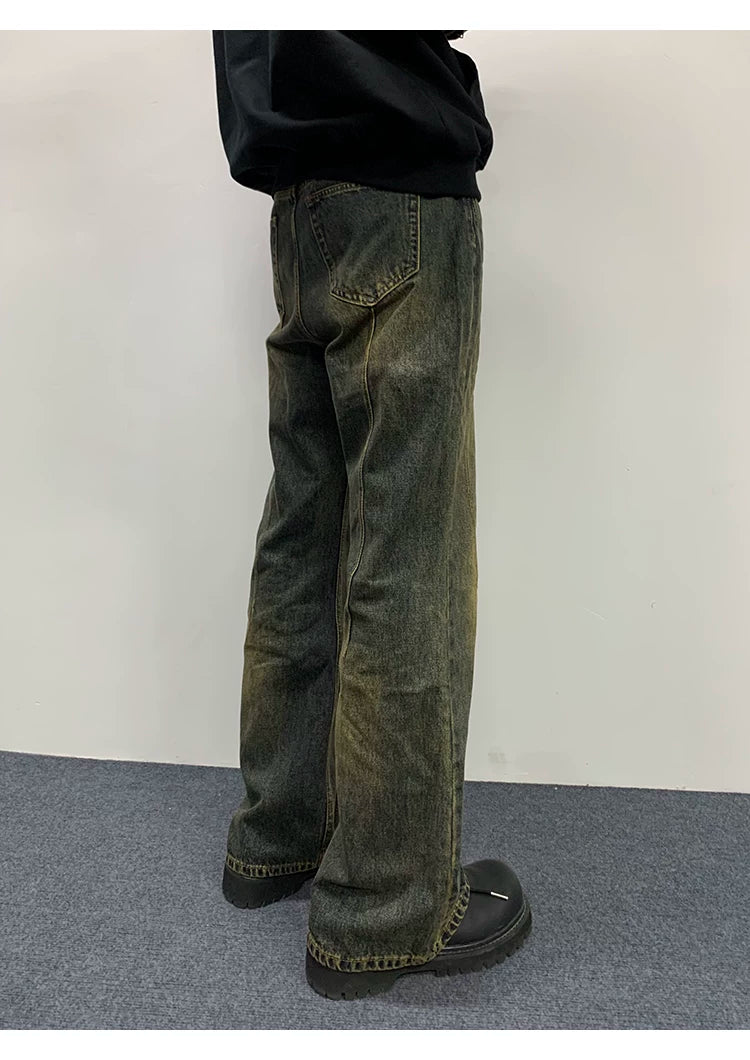 Cleanfit Washed Yellow Slim Flared Jeans