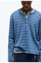 Striped Henley Cotton Cashmere Sweater