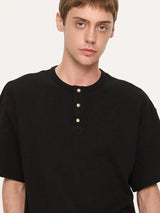 Couple Amber Waffle Boxy Henley Tees