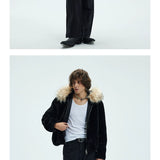 Detachable Fur Collar Fleece Hooded Coat