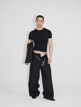 Wrinkle-resistant Wool-like Asymmetrical Cargo Dress Pants