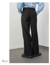 Men's Black Loose Straight Cuffed Pants
