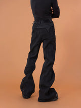 Men's Black Studded Loose Flared Jeans