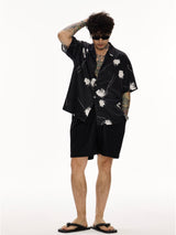 Black Rose Cuban Collar Hawaiian Shirt